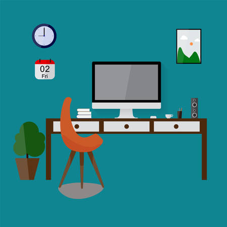 Modern design workspace vector illustrationのイラスト素材