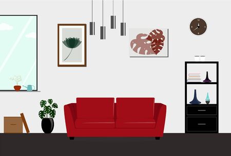 Living room interior design with furniture.のイラスト素材