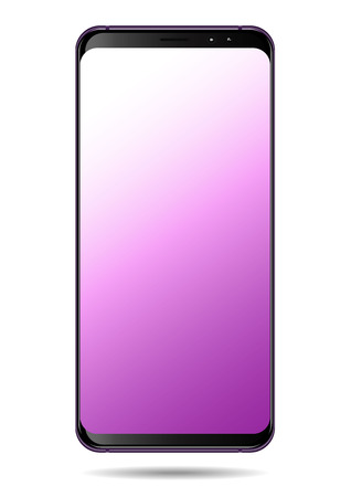 Smart phone vector purple pastel screen illustration isolated on white backgroundのイラスト素材