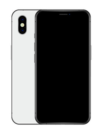 Realistic Silver phone black screen and back side with dualcamera moduleのイラスト素材