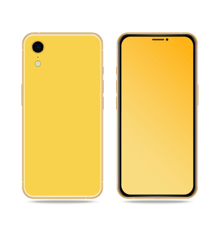 smartphone with colored screen back and front side on white backgroundのイラスト素材
