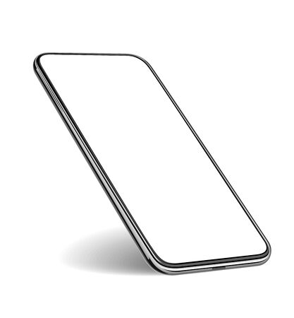 phone mockup. New modern black frameless smartphone mockup with white screen Isolated on white background.のイラスト素材