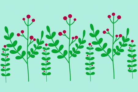 Cute green tree or leaf and red flower pattern on pastel green background in abstract style look so fresh for wallpaper and all design in botanicals idea. Concept about environment and plants.の写真素材