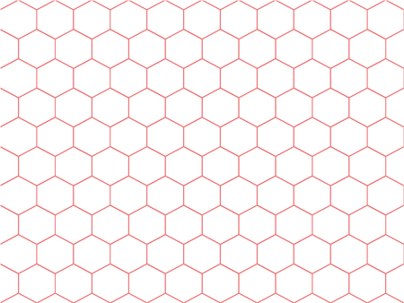 Pastel sweet pink line hexagon on white background like honeycomb texture pattern. Vector art design polygon in geometric concept. Vintage retro style wallpaper for valentine, textile and other.のイラスト素材