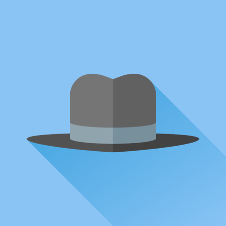 Gangster hat with a wide brim flat iconのイラスト素材