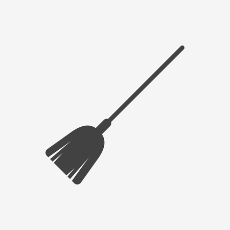 Broom stick monochrome icon on white background. Vector illustration.のイラスト素材