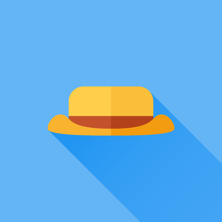 Tourist or camping hat flat icon with long shadow on blue background. Vector illustration.のイラスト素材