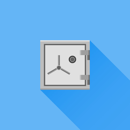 Safe flat icon with long shadow on blue background. Vector illustration.のイラスト素材