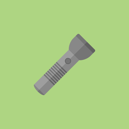 Police flashlight isolated on green background. Flat style icon. Vector illustration.のイラスト素材