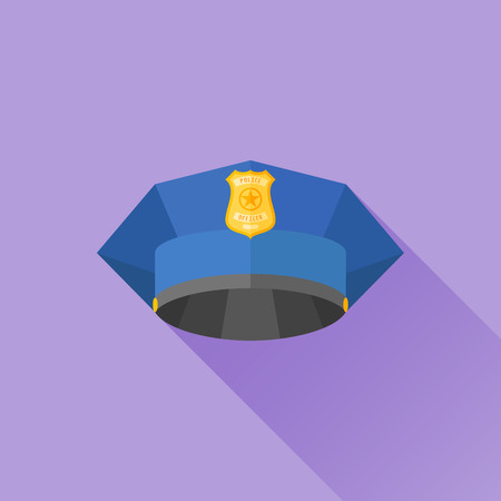 Police cap flat icon with long shadow. Vector illustration.のイラスト素材