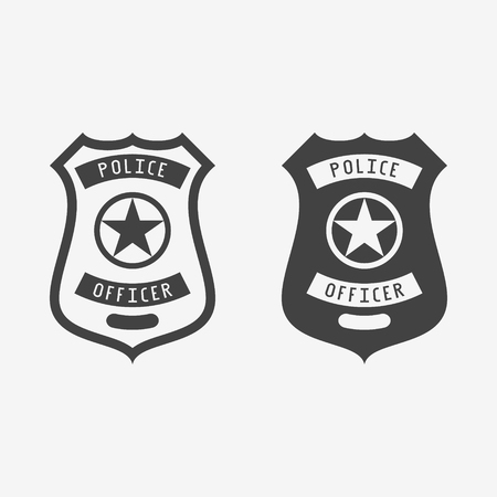 Police badge monochrome icon on white background. Vector illustration.のイラスト素材