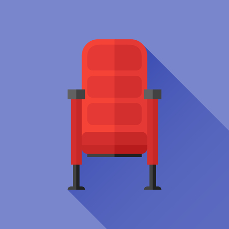 Cinema chair flat icon with long shadow on blue background. Vector illustration.のイラスト素材