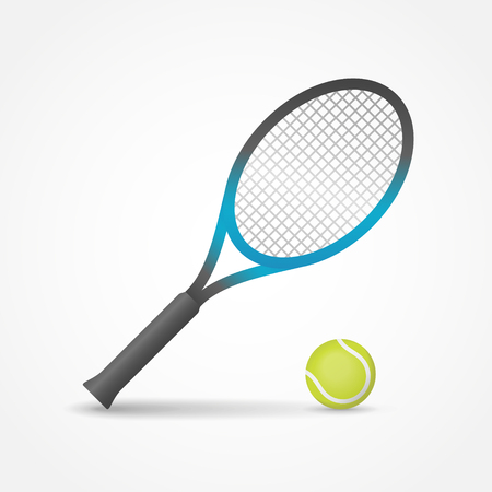 Tennis racket and ball isolated on white background. Vector illustration.のイラスト素材