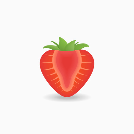 Half of strawberry isolated on white background. Vector illustration.のイラスト素材