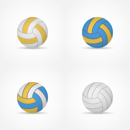 Set of volleyballs isolated on white background. Colorful balls vector illustration.のイラスト素材