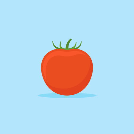 Tomato isolated on blue background. Flat style icon. Vector illustration.のイラスト素材