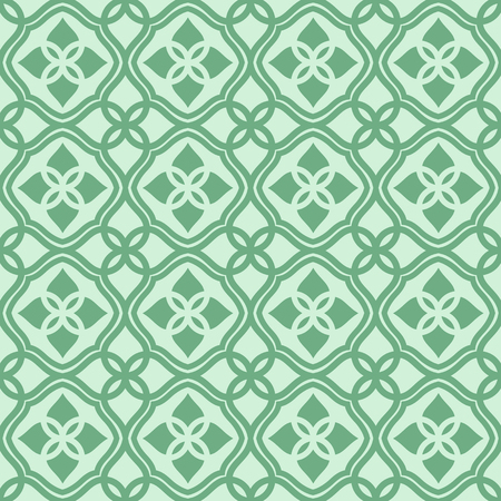 Abstract geometric pattern on green background. Vector seamless texture.のイラスト素材