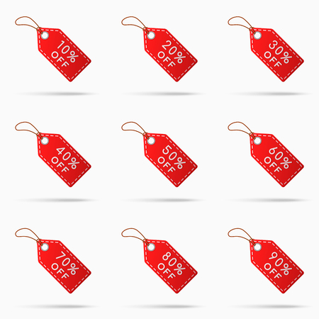 Sale tags with discounts isolated on white background. Vector illustration.のイラスト素材
