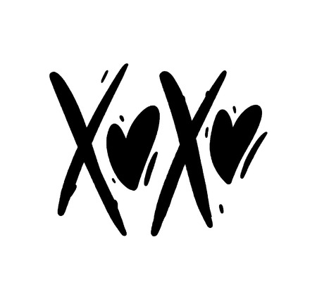 Xoxo phrase vector lettering. Modern brush calligraphy. Romantic illustration isolated on white backgroundのイラスト素材