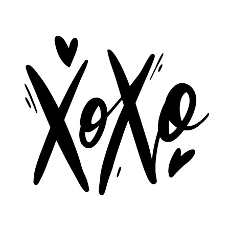 Xoxo phrase vector lettering. Modern brush calligraphy. Romantic illustration isolated on white backgroundのイラスト素材