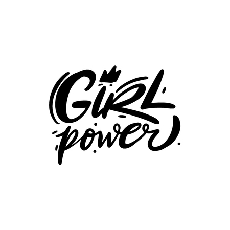 Girl Power hand drawn vector lettering. Feminism slogan. Isolated on white background. Vector illustration.のイラスト素材