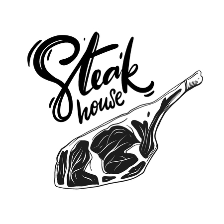 Steak hand drawn vector illustration. Engraving style.のイラスト素材