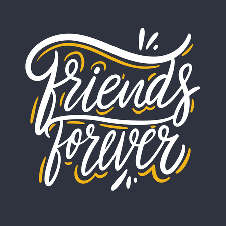 Friends Forever. Hand drawn vector lettering. Isolated on background.のイラスト素材