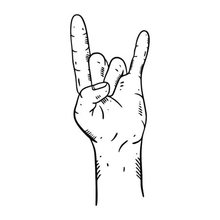 Rock symbol vector illustration. Engraving style. Isolated on white background.のイラスト素材