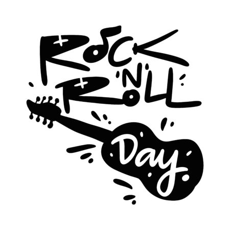 Rock-n-roll day vector illustration and lettering. Isolated on white background.のイラスト素材