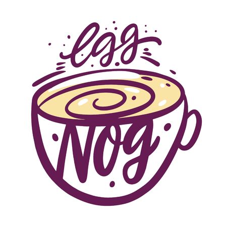 Egg Nog winter trend cocktail. Hand drawn vector illustration. Isolated on white background.のイラスト素材