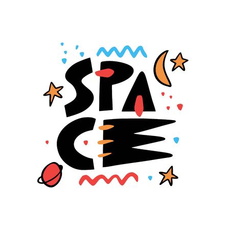 Space sign. Hand drawn vector lettering. Modern typography. Vector illustration.のイラスト素材