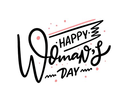 Happy Womans Day lettering phrase. Hand drawn vector illustation.のイラスト素材