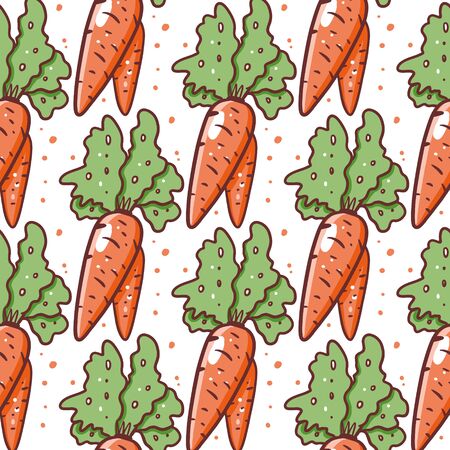 Cute Carrots seamless pattern. Hand drawn vector illustration. Cartoon style.のイラスト素材