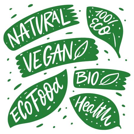 Eco signs set. Vector illustration. Isolated on white background. Design for banner, poster, card and print.のイラスト素材