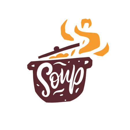 Soup sign. Logo design concept. vector illustration. Isolated on white background. Design for web and print.のイラスト素材