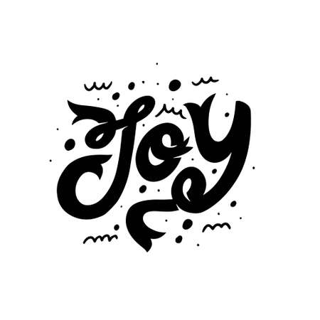 Joy lettering word. Hand drawn modern typography. Holiday seasons text.のイラスト素材