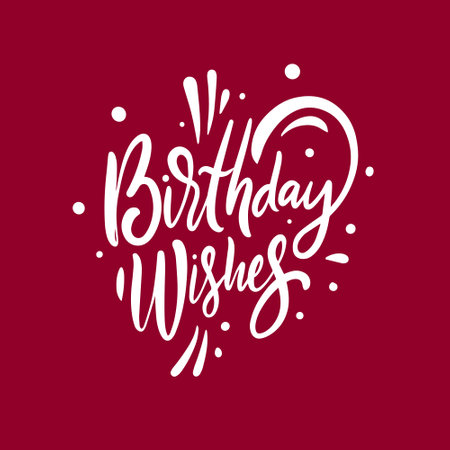 Birthday Wishes phrase. Hand drawn modern calligraphy. Holiday lettering text.のイラスト素材