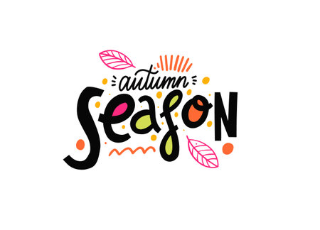 Autumn season. Hand drawn modern typography lettering phrase. Motivational autumn text.のイラスト素材