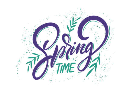 Spring Time. Modern calligraphy poster. Season text. Vector illustration.のイラスト素材