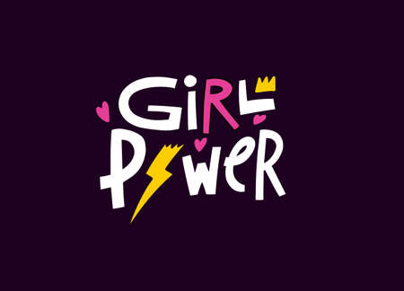 Girl Power. Modern lettering typography style. Feminism woman phrase. Colorful vector illustration.のイラスト素材