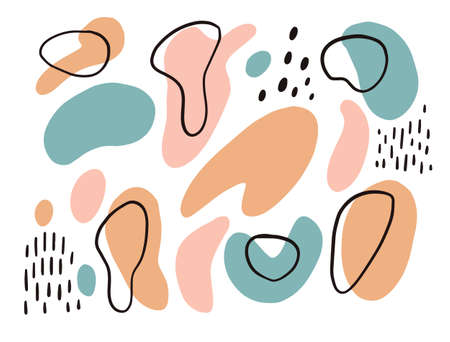 Abstract doodle elements background. Hand drawn colorful vector illustration.のイラスト素材