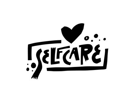 Self care hand drawn black color beauty lettering phrase.のイラスト素材