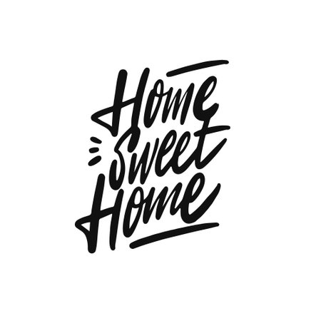 Home sweet home hand drawn black color modern calligraphy phrase.のイラスト素材