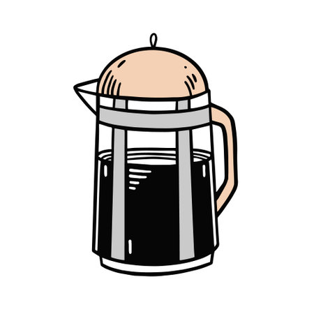 Coffee pot hand drawn cartoon style vector illustration.のイラスト素材