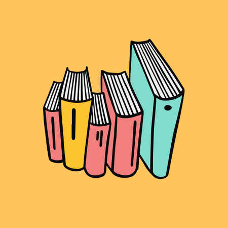 Education books icons set. Hand drawn colored vector illustration.のイラスト素材