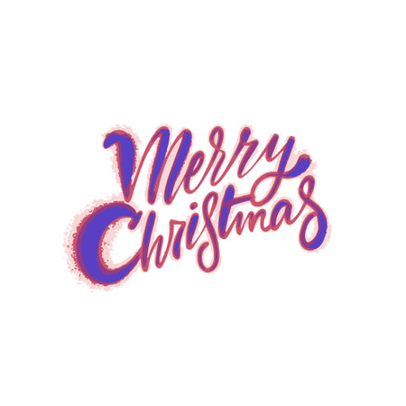 Merry Christmas hand drawn modern calligraphy colorful phrase. Vector lettering illustration.のイラスト素材
