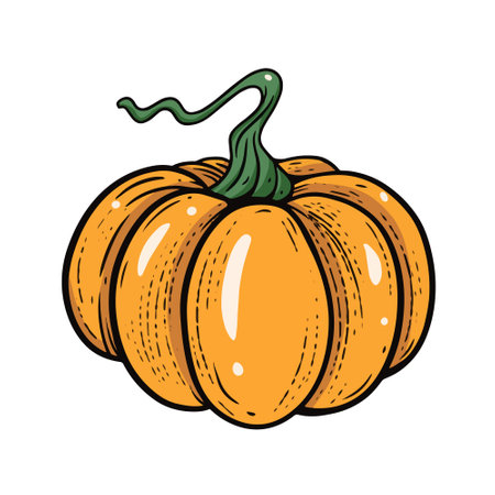 Autumn pumpkin hand drawn outline sketch style. Vector art illustration.のイラスト素材