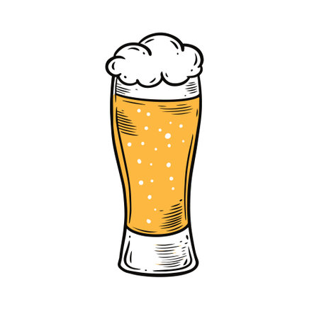 Hand drawn colorful cartoon style beer glass vector art illustration.のイラスト素材