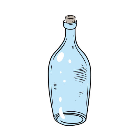 Hand drawn style bottle glass illustration isolated on white background.のイラスト素材