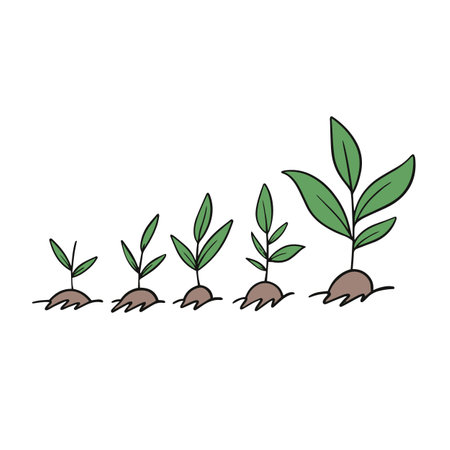 Planting hand drawn cartoon style vector art illustration.のイラスト素材